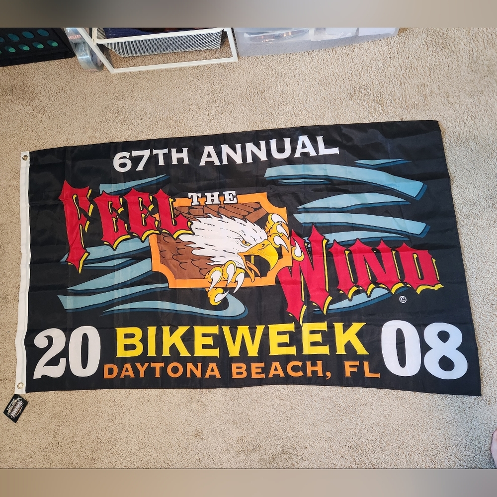 2008 67th Annual Bike Week Daytona Beach, FL Motorcycle Flag NEW Feel The Wind